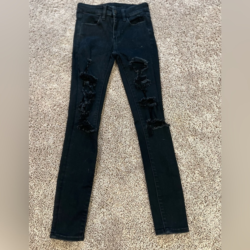American Eagle Distressed Black Skinny Jeans